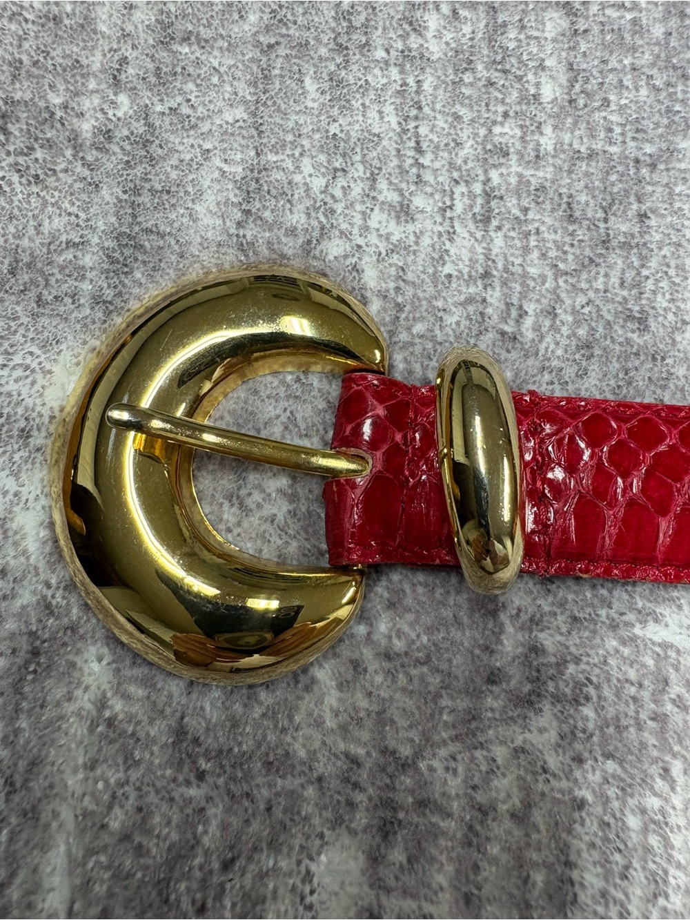 Genuine Snake Skin Belt Women’s Sz 32 Red Gold Hardware Western Sophisticated - Picture 4 of 10